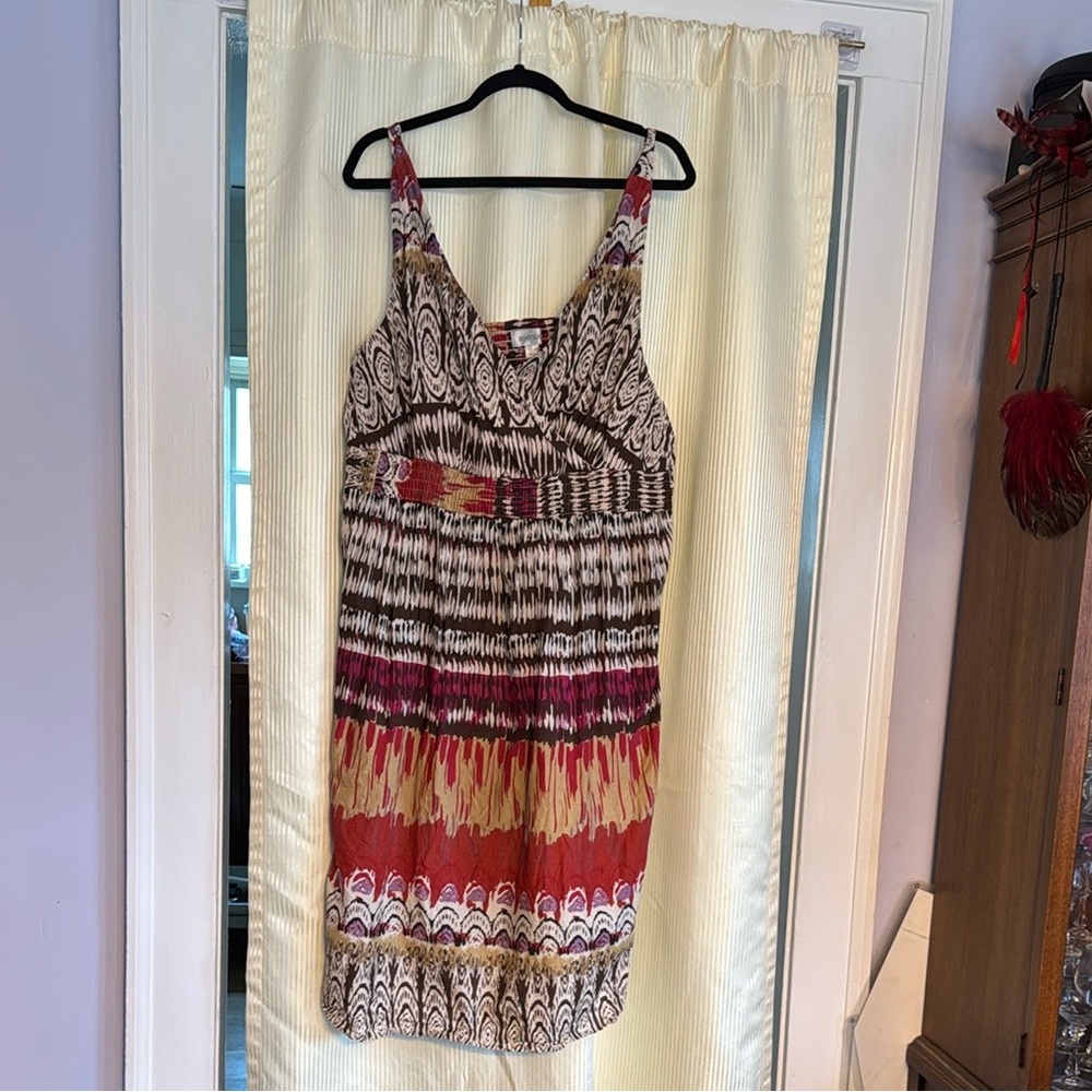 Avenue Red and Cream Patterned Midi Dress